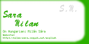 sara milan business card